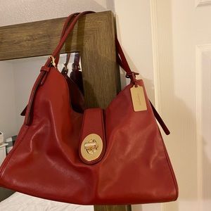 Coach red leather bag